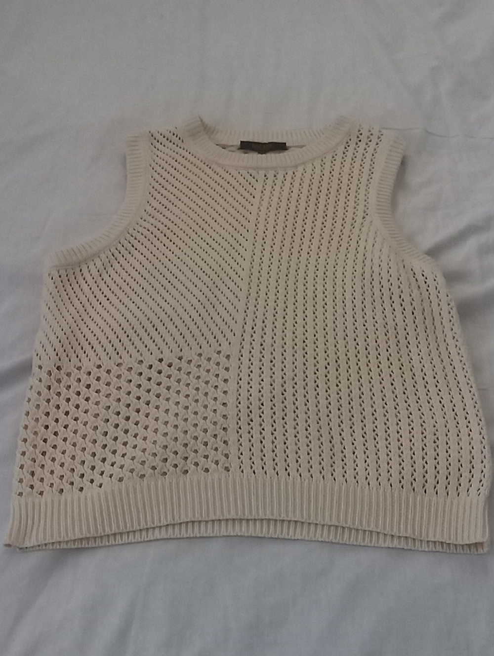 RACHEL Rachel Roy Cream Open-Knit Sweater Vest Size XL